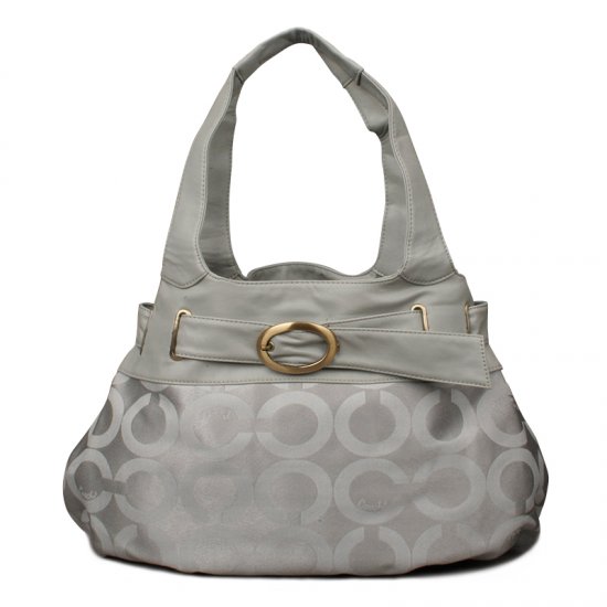 Coach Buckle In Signature Large Grey Hobo ENG - Click Image to Close